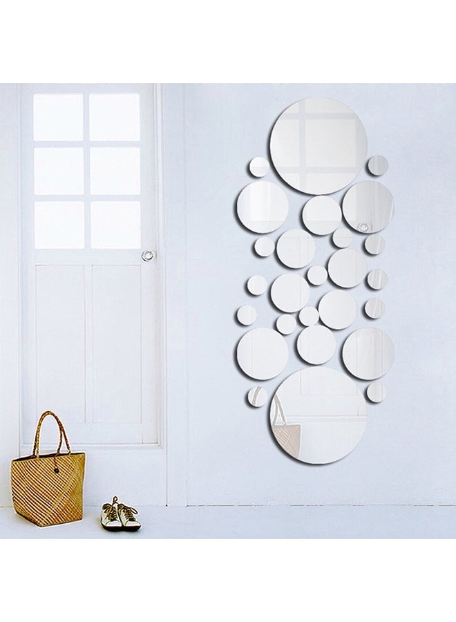26-Piece Easy To Paste Removable And Install DIY Polka Dot Wall Mirror Stickers Silver - Image 2
